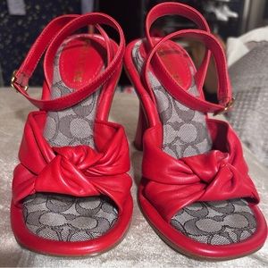 Coach Quincey Signature Logo Ankle Strap Dress Sandals